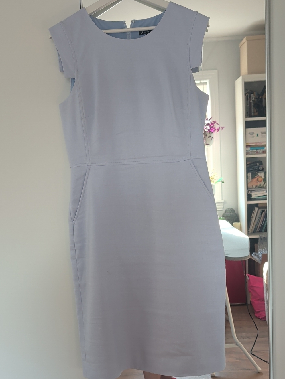 J. Crew Pale Blue Lavender Cap-Sleeve Sheath Dress